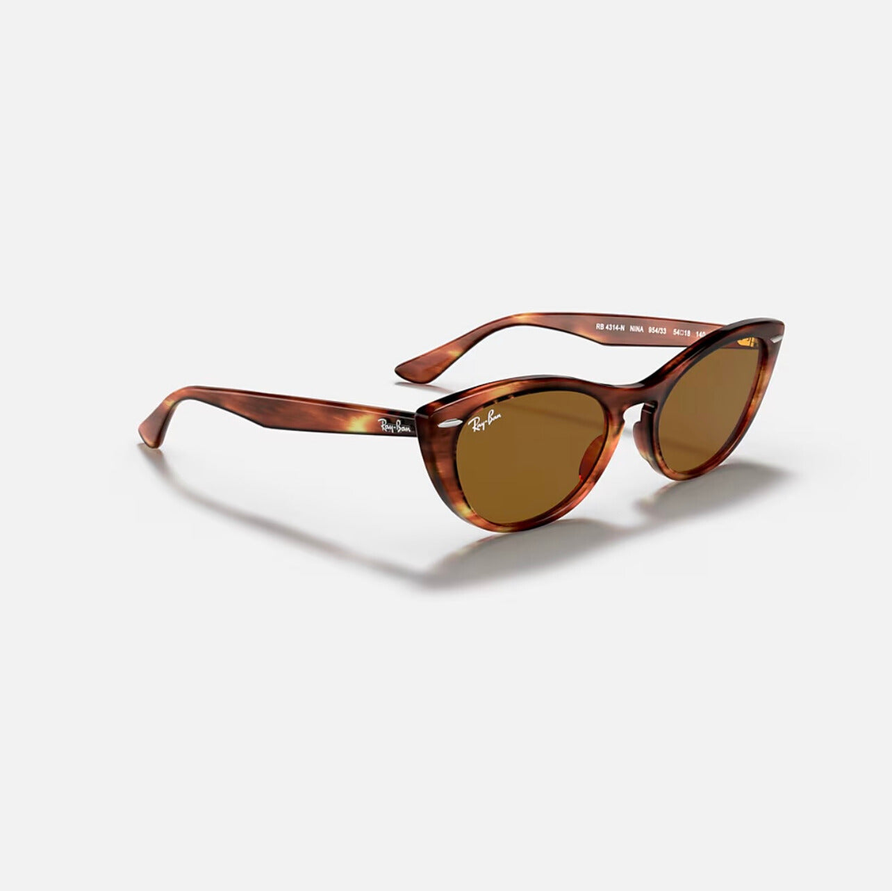 Ray-Ban NINA Polished Striped Havana Frame Brown Lens RB4314N 954/33 54-18