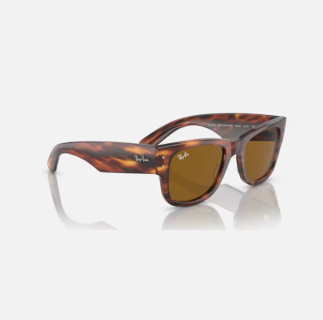 Ray-Ban MEGA WAYFARER RB0840S Polished Striped Havana frame brown lens