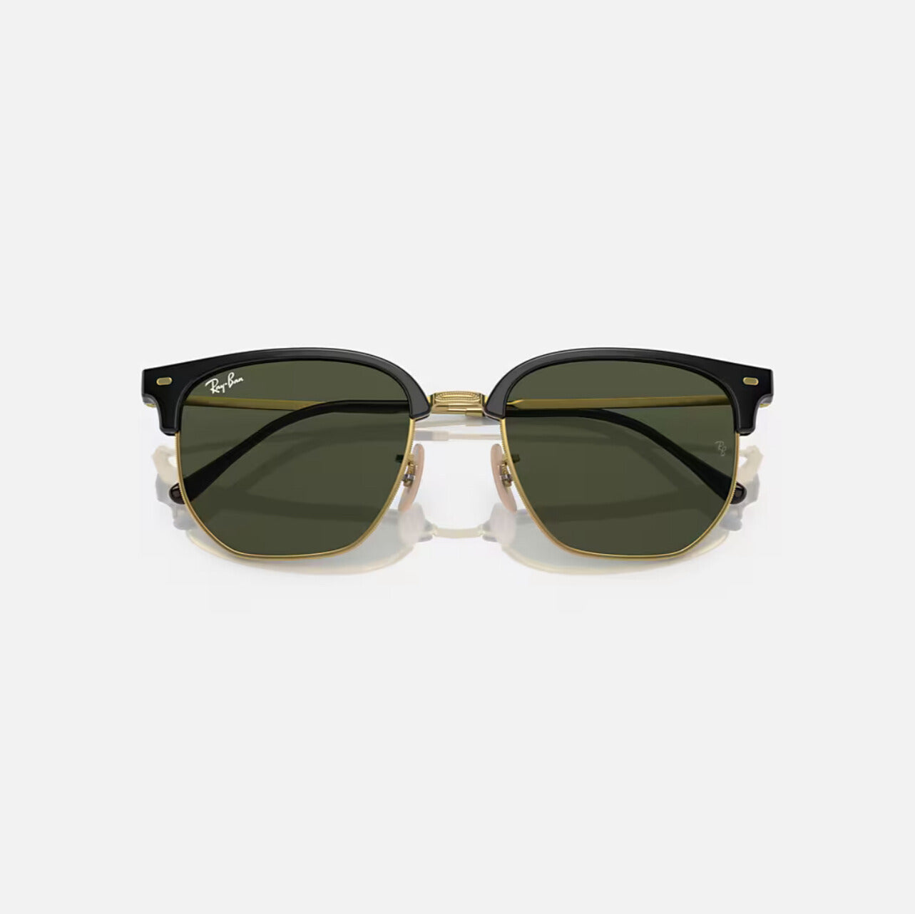 Ray-Ban New Clubmaster RB4416 Polished Black On Gold Frame and Green lens