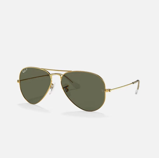 Ray-Ban Sunglasses RB3025 Aviator Classic Gold Frame Polarized Green Lens 58mm